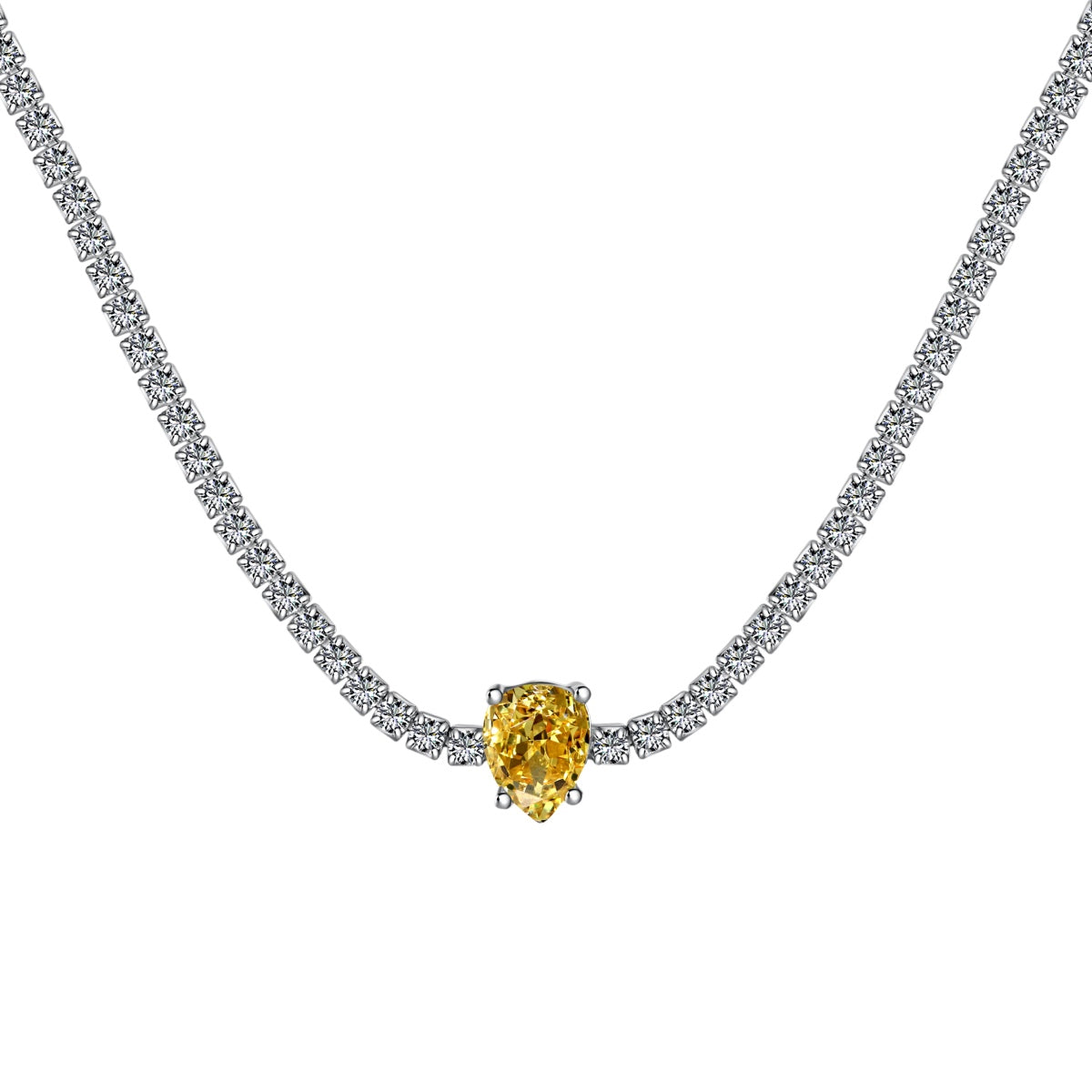 [AuraEcho]1.0 carat Unique Pear Cut Tennis Necklace
