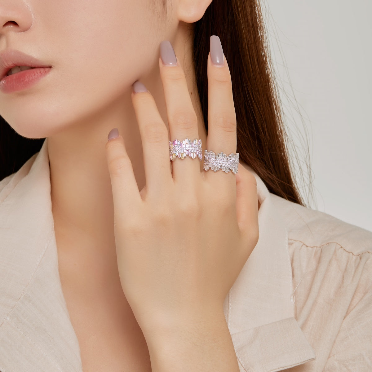 [AuraEcho]Luxurious Colorful Radiant Cut Daily Ring