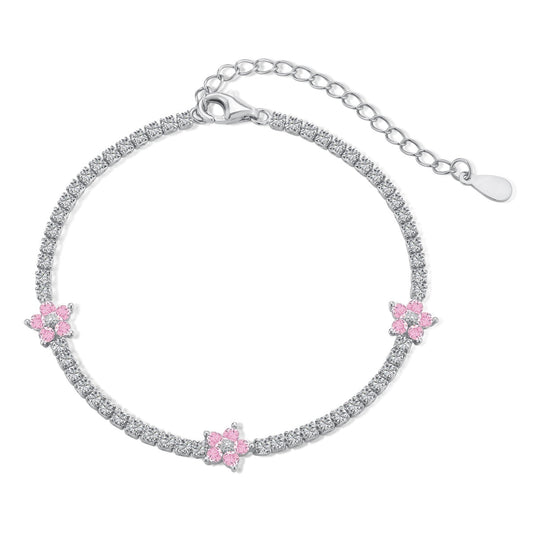 [AuraEcho]Sparkling Flower Shape Tennis Bracelet