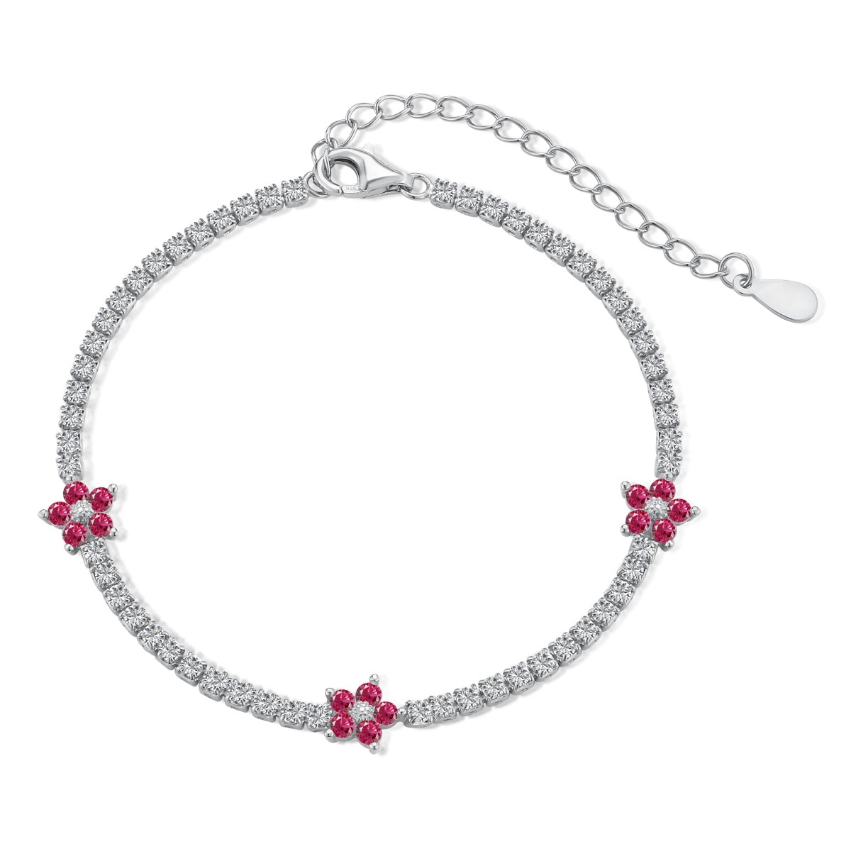 [AuraEcho]Sparkling Flower Shape Tennis Bracelet