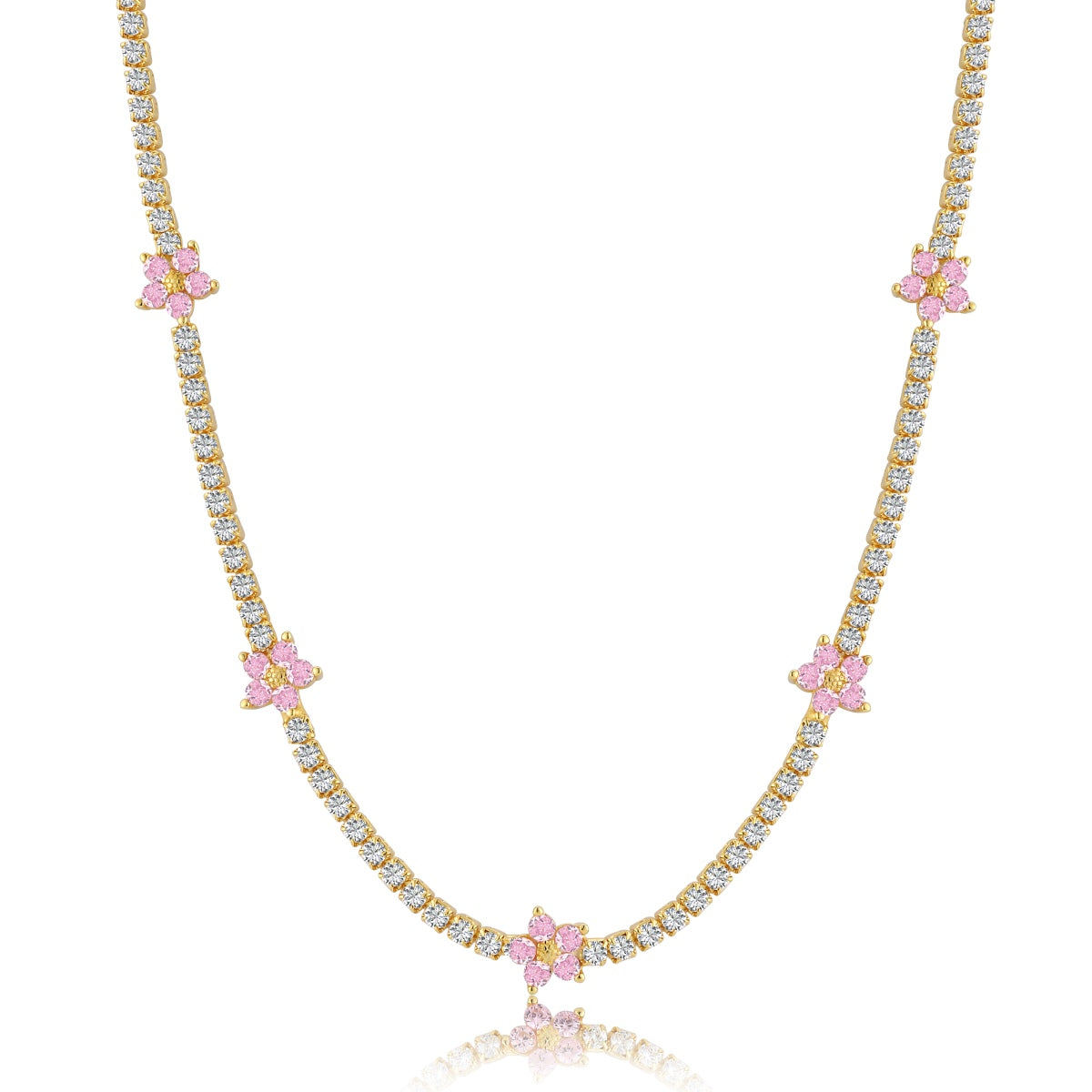 [AuraEcho]Luxurious Colorful Flower Tennis Necklace