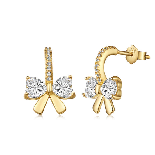 [AuraEcho]Exquisite Earrings With Heart-Shaped Bow Design