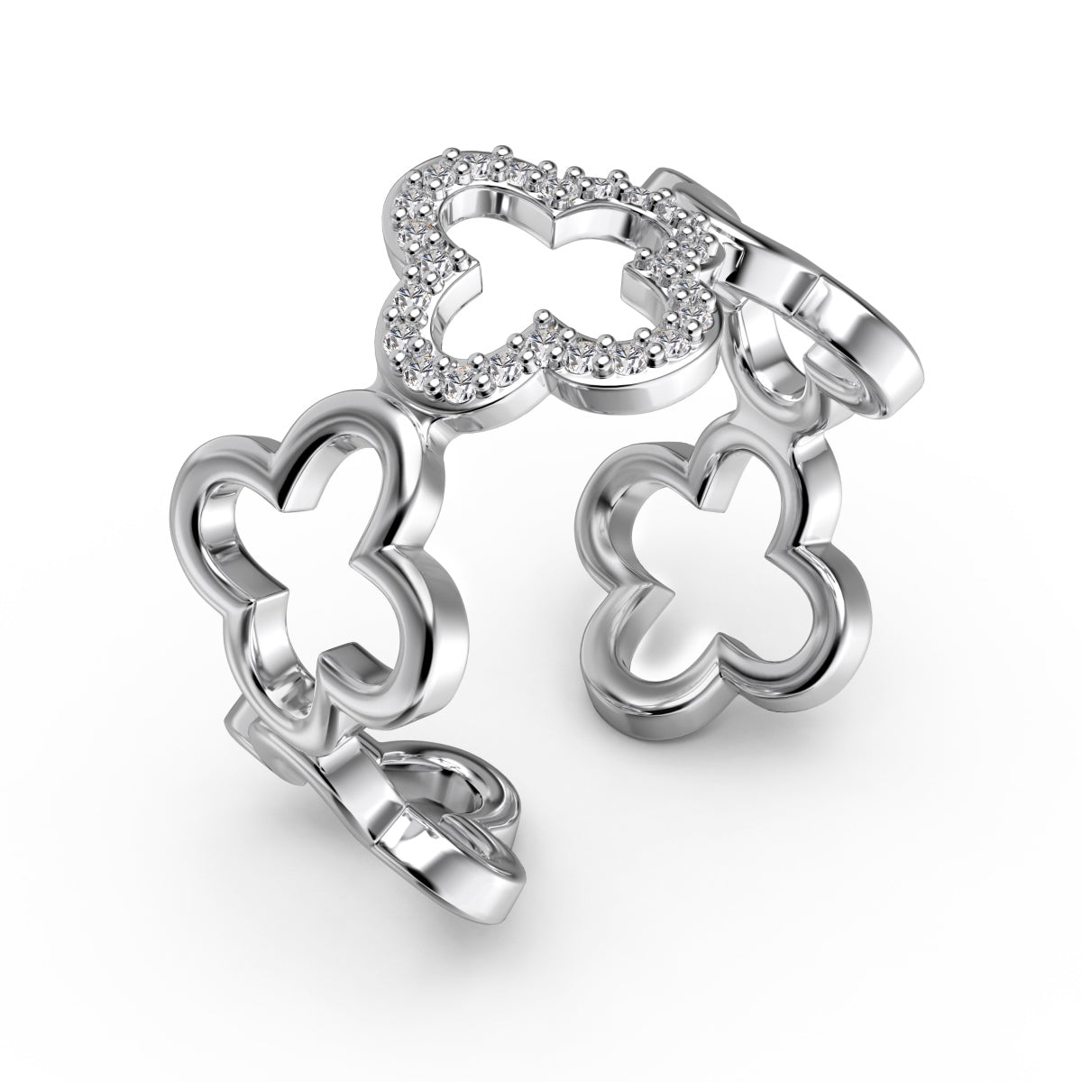 [AuraEcho]Hollow Design Four-Leaf Clover Flower Shape Ring