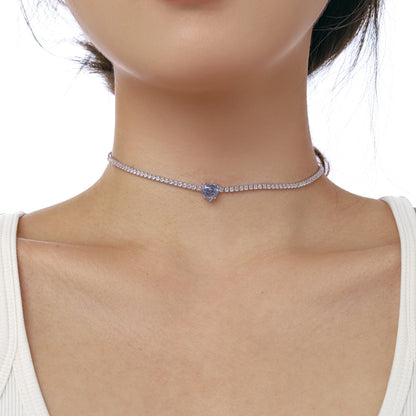 [AuraEcho]2.0 Carat Sparkling Tennis Heart Cut Necklace