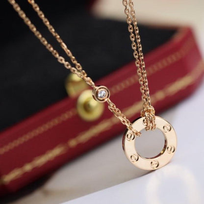 [AuraEcho]LOVE NECKLACE ADJUSTABLE ROSE GOLD 2 DIAMOND
