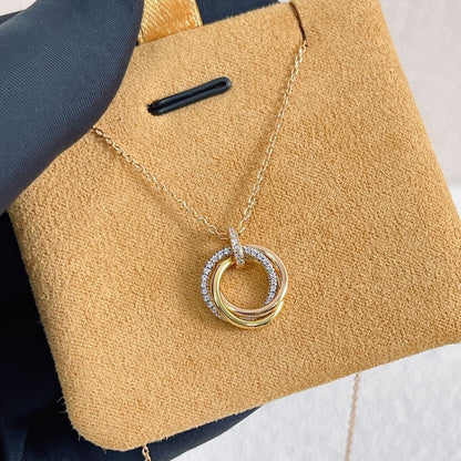 [AuraEcho]TRINITY NECKLACE SILVER GOLD PINK GOLD DIAMONDS