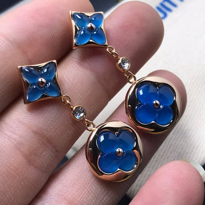 [AuraEcho]STAR AND SUN AGATE DIAMOND EARRINGS