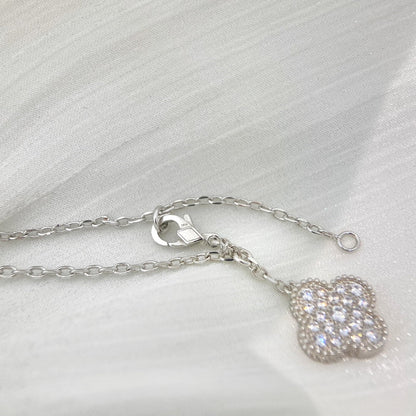 [AuraEcho]CLOVER 5 MOTIFS SILVER DIAMONDS NECKLACE