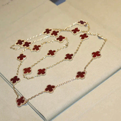 [AuraEcho]CLOVER 20 MOTIFS CARNELIAN NECKLACE