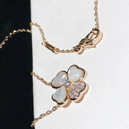 [AuraEcho]CLOVER MOP DIAMOND ROSE GOLD NECKLACE
