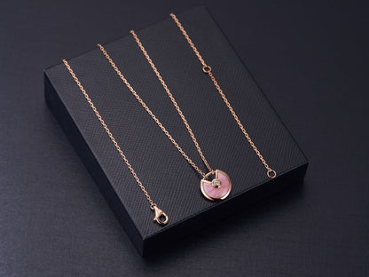 [AuraEcho]AMULETTE ROSE GOLD PINK MOP NECKLACE