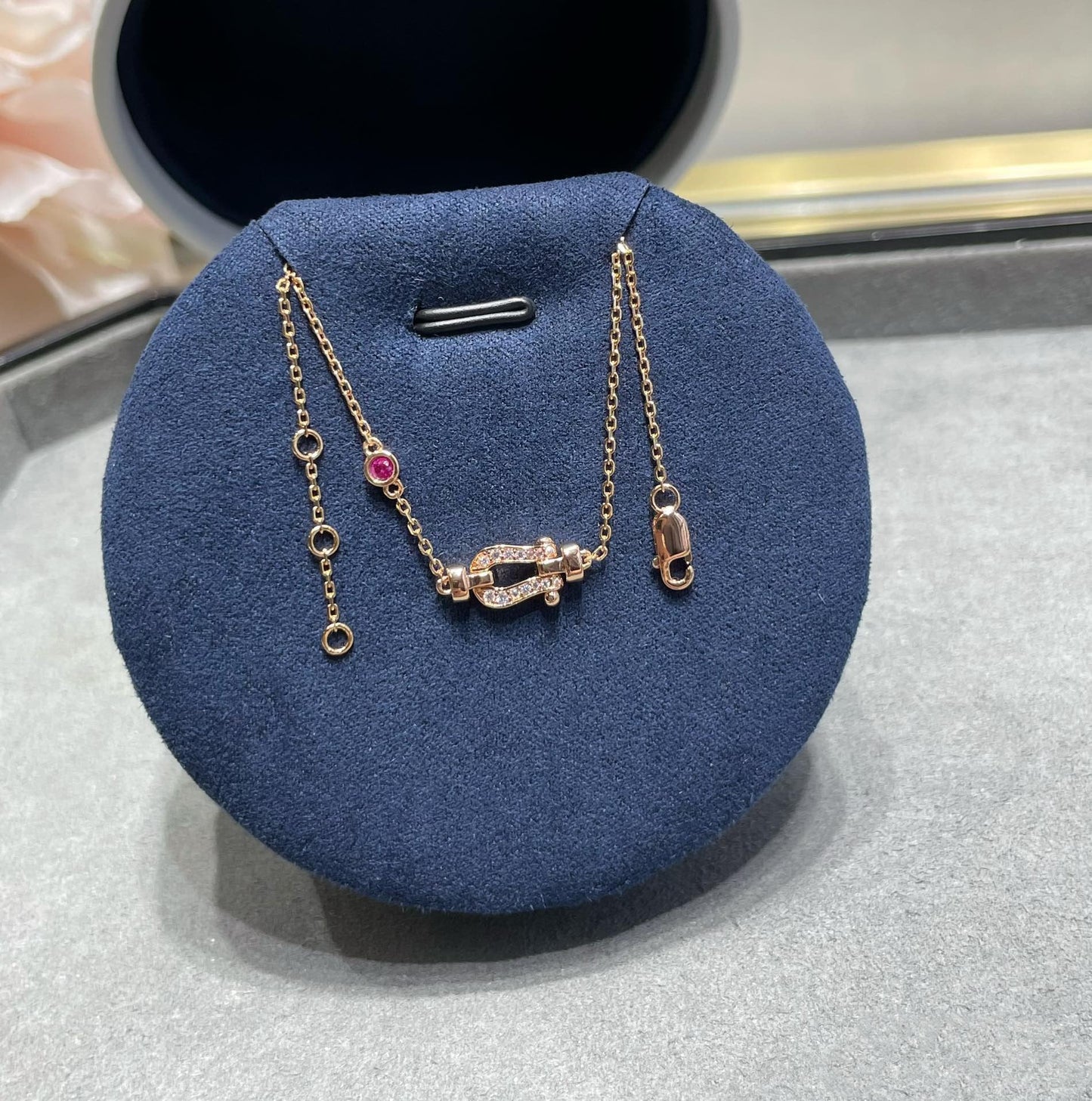 [AuraEcho]FORCE 10 DIAMOND CHAIN LINK PINK GOLD BRACELET