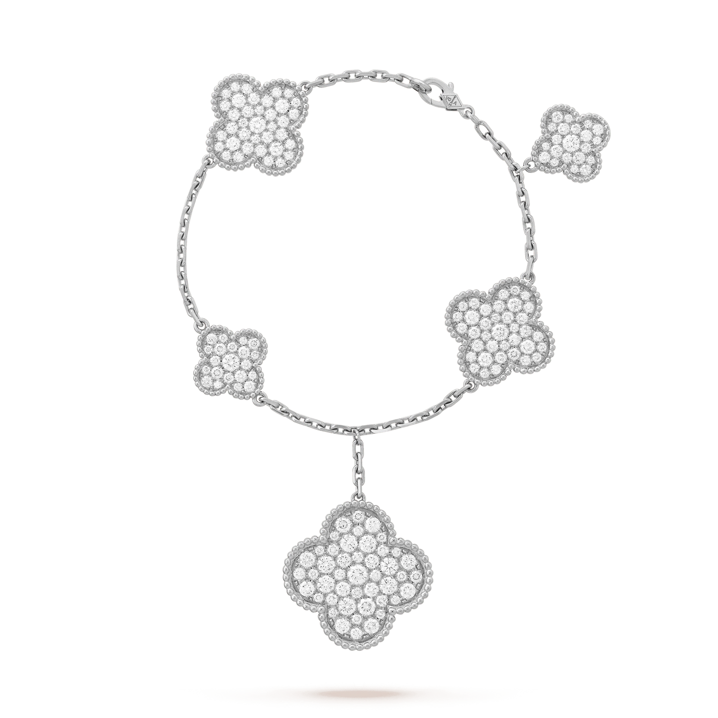 [AuraEcho]CLOVER 6 MOTIFS SILVER DIAMOND BRACELET