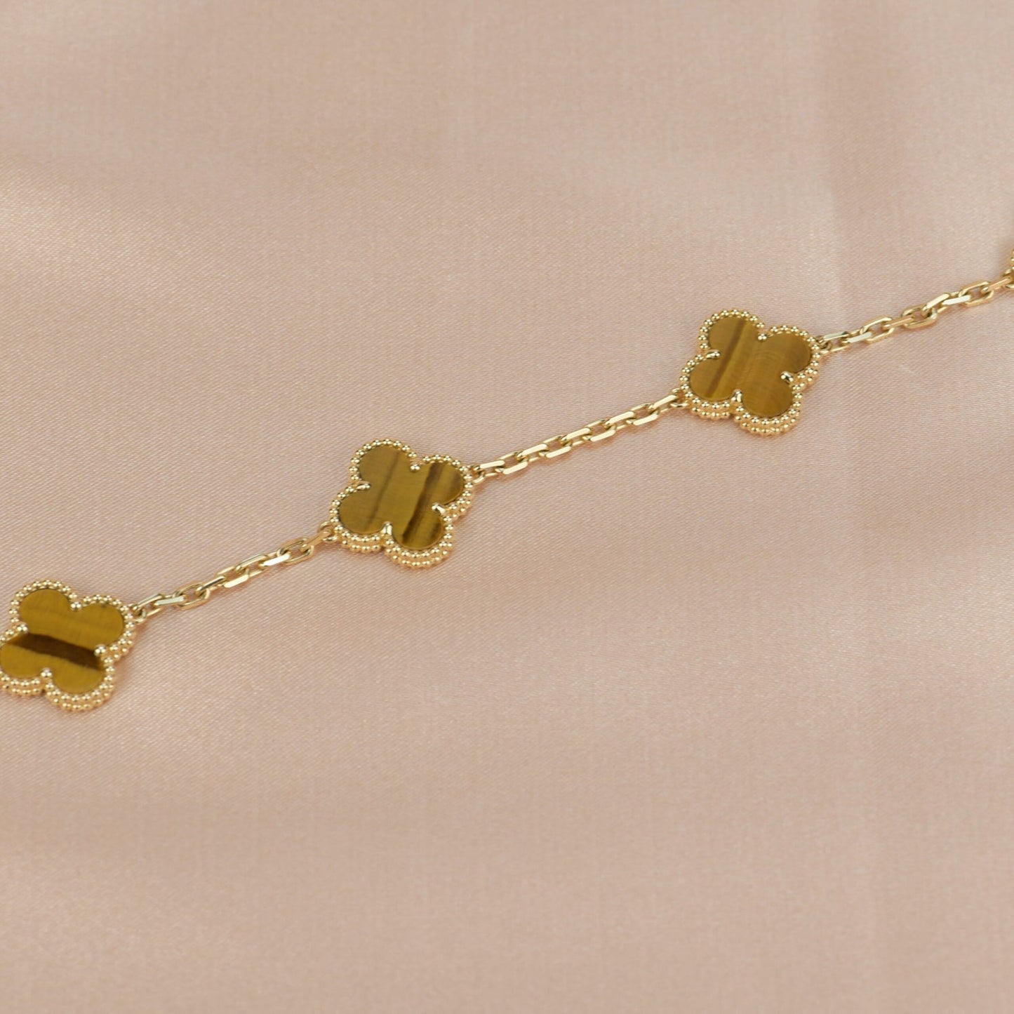 [AuraEcho]CLOVER  5 MOTIFS TIGER EYE BRACELET
