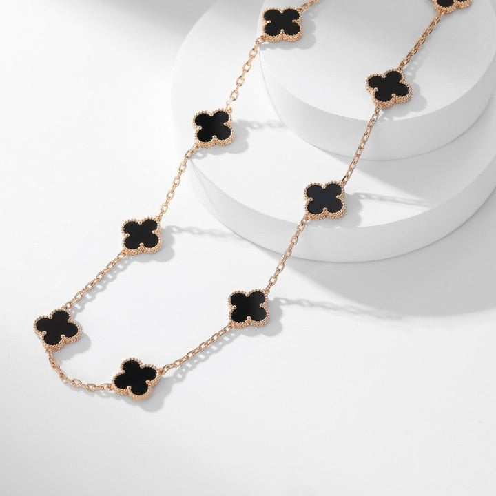 [AuraEcho]CLOVER 10 MOTIFS ONYX NECKLACE