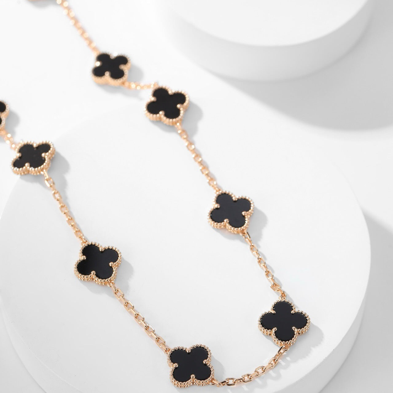[AuraEcho]CLOVER 10 MOTIFS ONYX NECKLACE