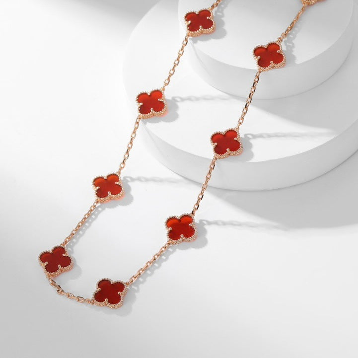[AuraEcho]CLOVER 10 MOTIFS CARNELIAN NECKLACE