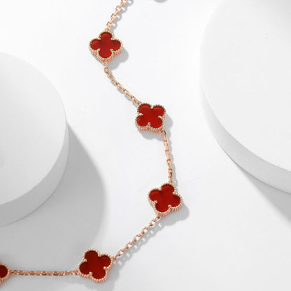 [AuraEcho]CLOVER 10 MOTIFS CARNELIAN NECKLACE