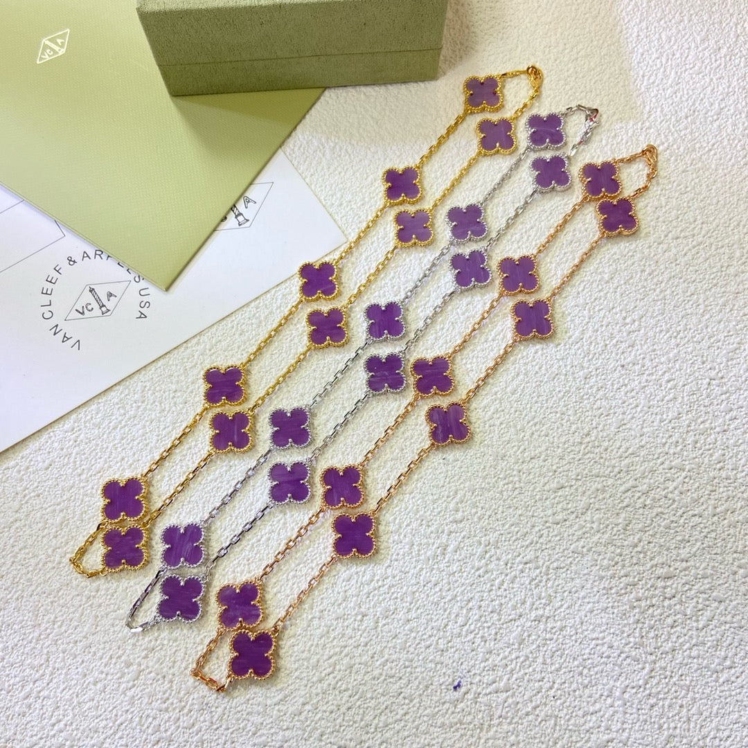 [AuraEcho]CLOVER 10 MOTIFS  PURPLE VIOLET  NECKLACE