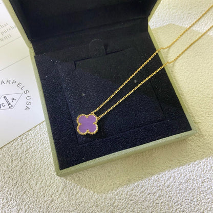 [AuraEcho]CLOVER 15MM  PURPLE VIOLET NECKLACE