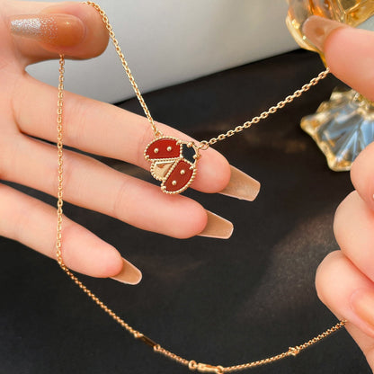[AuraEcho]LUCKY  CARNELIANS LADYBUG NECKLACE