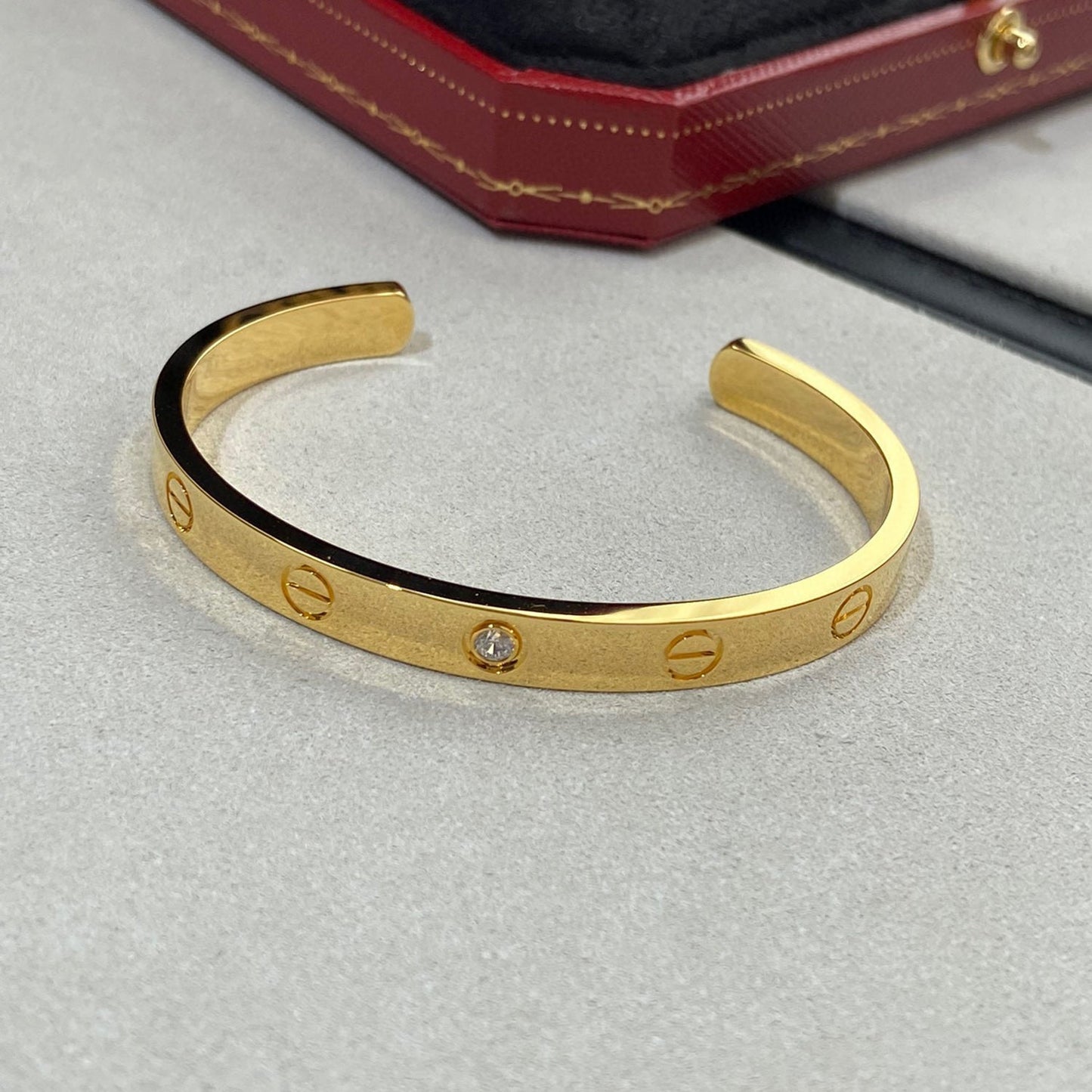 [AuraEcho]LOVE BRACELET 6.1MM 1 DIAMOND OPEN CUFF