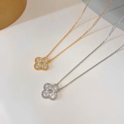 [AuraEcho]CLOVER 15MM DIAMOND SINGLE FLOWER NECKLACE