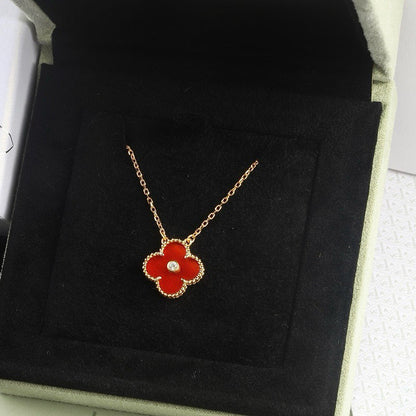[AuraEcho]CLOVER 15MM DIAMOND CARNELIAN NECKLACE