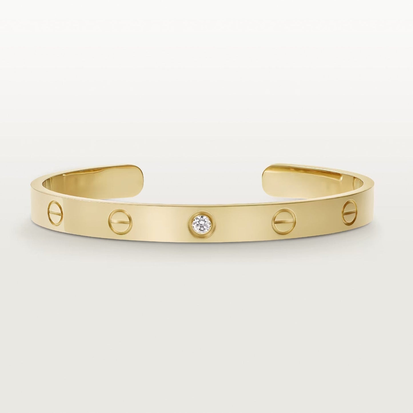 [AuraEcho]LOVE BRACELET 6.1MM 1 DIAMOND OPEN CUFF