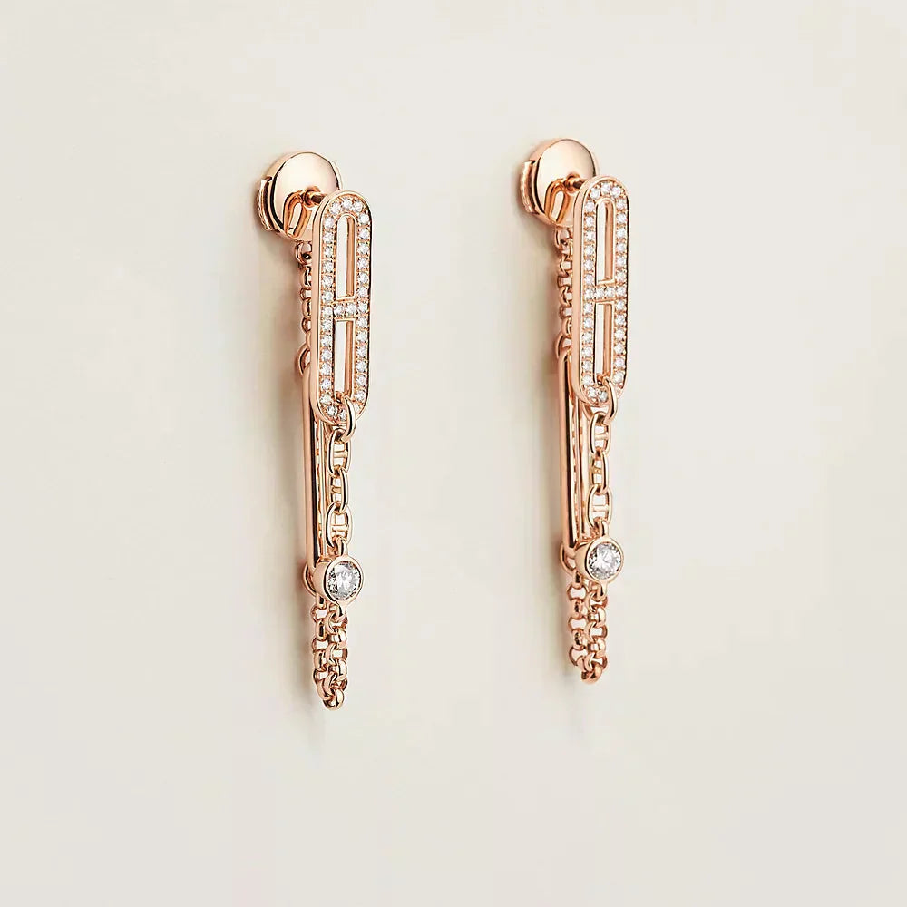 [AuraEcho]CHAINE CHAOS DIAMOND DROP EARRINGS