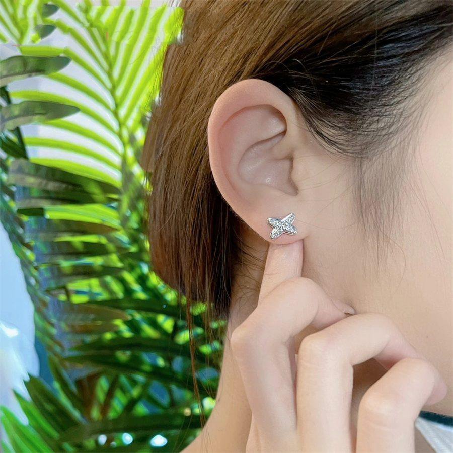 [AuraEcho]JEUX DE SILVER DIAMOND EARRINGS