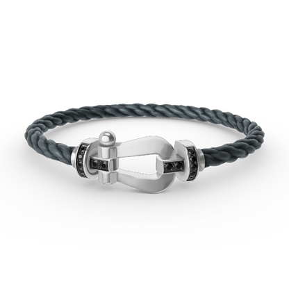 [AuraEcho]FORCE LARGE HORSESHOE BLACK DIAMOND BRACELET SILVER