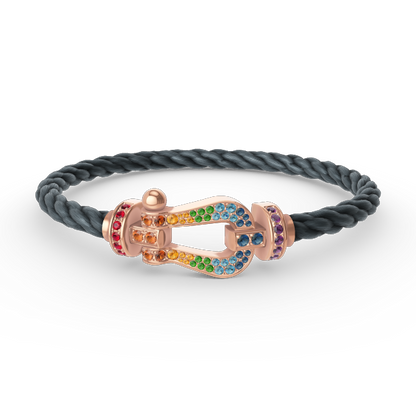 [AuraEcho]FORCE LARGE HORSESHOE  COLORED DIAMOND BRACELET ROSE GOLD