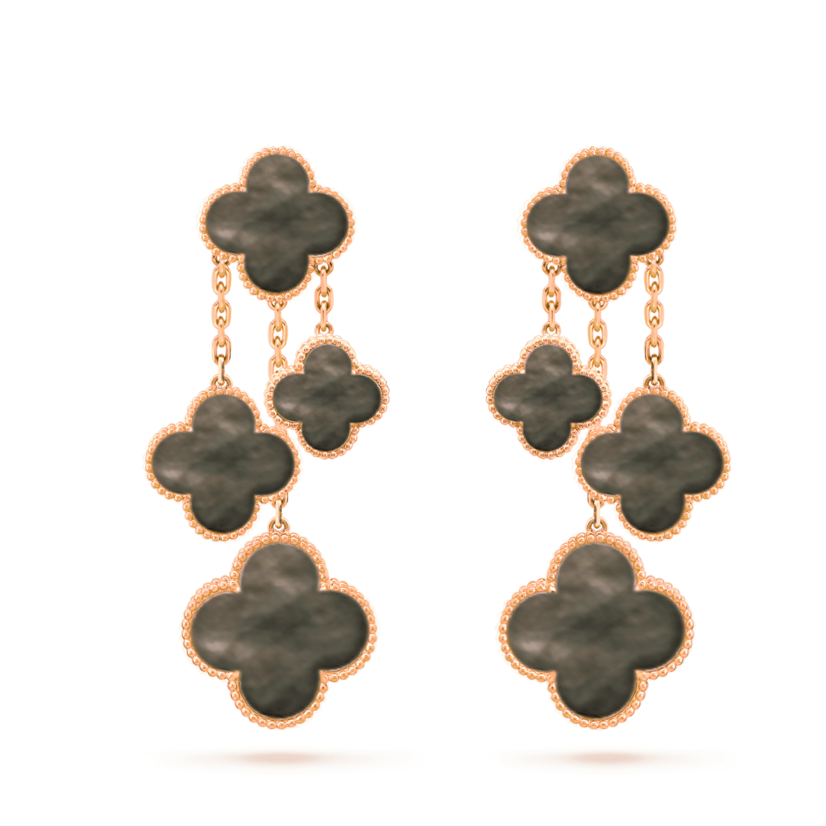 [AuraEcho]CLOVER EARRINGS DARK MOP 4 MOTIFS ROSE GOLD